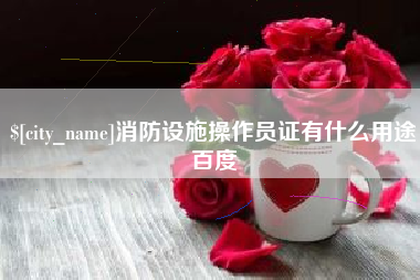 巢湖消防设施操作员证有什么用途百度