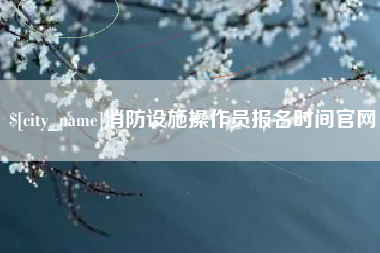 巢湖消防设施操作员报名时间官网